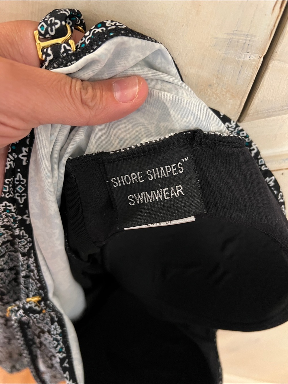 Shore Shapes One Piece Swimsuit Black White Floral Print Size 12 Tummy Control - Picture 2 of 12